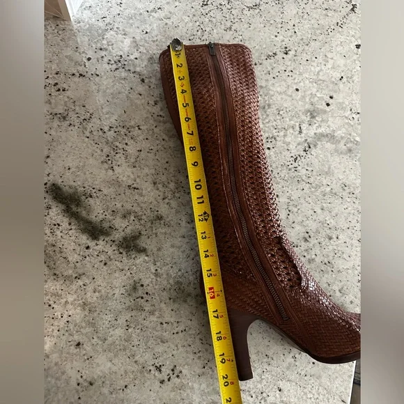Tan Woven Knee-High Boots - Picture 6 of 7